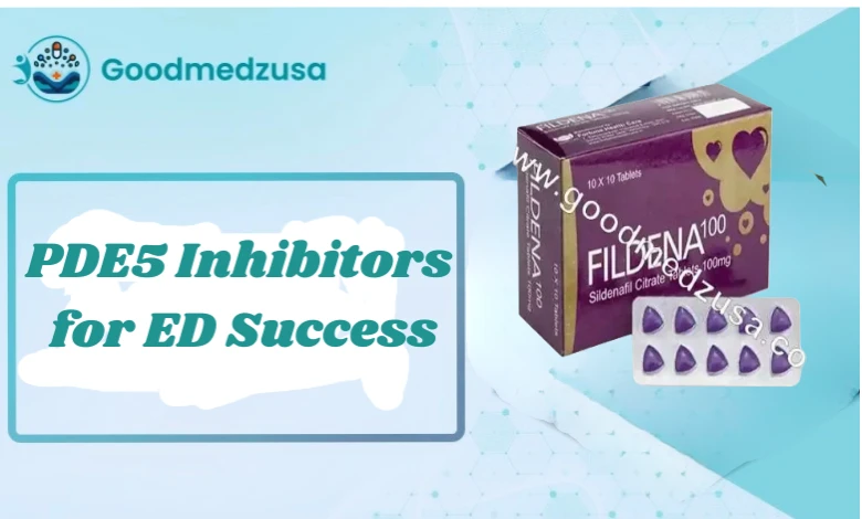 Diagram showing how PDE5 inhibitors like Fildena improve blood flow in erectile dysfunction